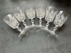 6 db vitrinállapotú talpas ólom kristály pohár