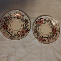 Zsolnay  2 db mokkás cséze kis tányér bambusz mintás