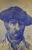 Pleidell János (1915-2007): KALAPOS ÖNARCKÉP 1959