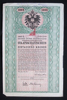 Osztrák 6. hadikölcsön kötvény 1000 korona 1917 Bécs