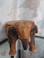 Vintage fa elefánt figura, ülőke, virág tartó, 18 cm magas