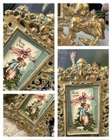 Antik puttós réz képkeret