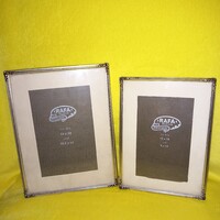 2 db antik, ezüst színű, fém keretes asztali fényképtartó. Képkeret.