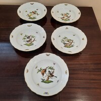4 db Herendi Rothschild mintás porcelán mély, leveses tányér