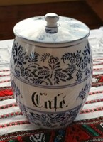 Antik máz alatti kobalt hagymamintás porcelán kávétartó edény