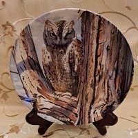 Baglyos tányér, madaras porcelán dísztányér 7 (L5876)