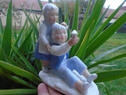 Élethű német GEROLD porcelán életkép - minőségi porcelán - hibátlan - jelzett