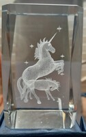 3D kristály üveg lézer unikornis