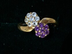 Gyémántokkal ametisztekkel 18 kr.arany gyűrű