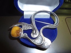 Jugendstil ezüst bross