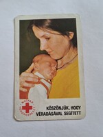 MAGYAR VÖRÖSKERESZT 1978. évi kártyanaptár - Köszönjük, hogy véradásával segített