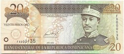 20 peso pesos oro 2002 Dominika UNC alacsony sorszám "000135"