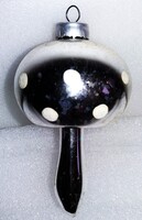 1970'S ezüst fém foncsorozott üveg nagyobbacska gomba karácsonyi dísz függelék képek szerint