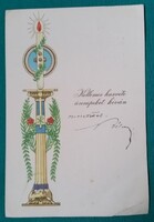 Antik vallásos jellegű grafikus üdvözlő képeslap - Don Bosco kiadó 1936