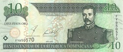 10 peso pesos oro 2002 Dominika Gyönyörű