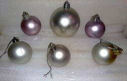 Retro fém füst foncsorozású gömb plasztik karácsonyi dísz függelék 6 db egybe a képek szerint