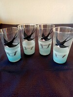 4 db. antik kézi festésű parádi üveg pohár