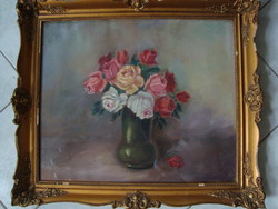 Olvashatatlan jelz. balra lent : Virágcsendélet