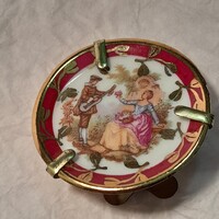 Limoges Francia barokk miniatűr porcelán dísztányér.