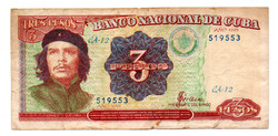 Kuba 3 Pezó Bankjegy 1995 P113
