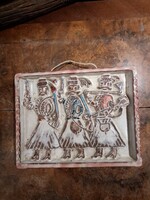 ARTIST'S CERAMIC PAINTING, WALL PLAQUE BY GÁL BÉLA, FOLK ART