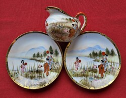 Japán kínai porcelán kiöntő 2 kistányér tányér