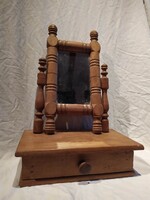 Népi paraszti fiókos borotválkozó tükör szekrény