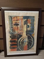 Tahi-Tóth Nándor: Nyári lak, festmény, olajjal vegyes tech., 40x55 cm látható festményméret