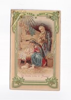 KV:45 Antik Karácsonyi vallásos képeslap SAROK RAGASZTOTT!