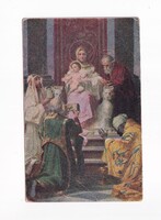 KV:46 Antik Karácsonyi vallásos képeslap "Postatiszta"