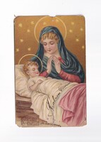 KV:45 Antik Karácsonyi vallásos képeslap Dombornyomott!