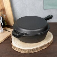 Új 2 az 1 ben Öntöttvas Dutch Oven Holland Grill Kemence nyeles serpenyő tepsi edény