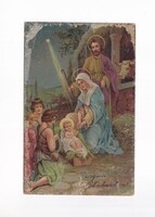 KV:42 Antik Karácsonyi vallásos képeslap Sérült!