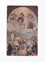 KV:43 Antik Karácsonyi vallásos képeslap "Postatiszta" Sérült és foltos!