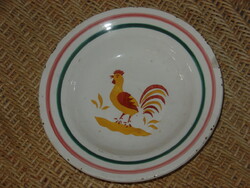 HOLLÓHÁZI NEMZETI TRIKOLÓR SZÍNŰ SZÉLLEL KAKASOS ANTIK FALITÁNYÉR TÁNYÉR DÍSZTÁNYÉR