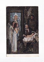 KV:46 Antik Karácsonyi vallásos képeslap "Postatiszta"