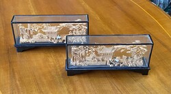 2 DB, 1980 KÖRÜLI, KÍNAI, FÁBÓL KÉSZÍTETT RETRO EMLÉKTÁRGY EGYÜTT