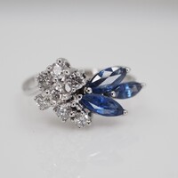 Zafír brillekkel 14 kr.arany gyűrű