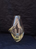 "Bohemia glass, made in Czechoslovakia"üveg váza.Sárga színű.