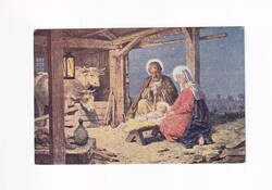 KV:47 Antik Karácsonyi vallásos képeslap "Postatiszta"
