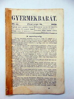 1862 szeptember 18  /  Gyermekbarát  /  RÉGI EREDETI ÚJSÁG Ssz.: 499