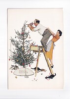 KA:93 Régi Nagy Karácsonyi képeslap Szétnyitható! Humoros