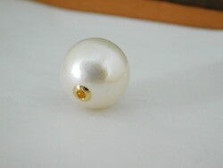 Sósvízi Edison Gyöngy Medál 18 K Arany Szélekkel AU750 Gyönyörű, Hatalmas 13 mm-es gyöngy