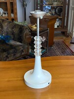 SZARVASI, FEHÉR SZÍNŰ RETRO FÉM ASZTALI LÁMPA TALP MŰANYAG DÍSZÍTÉSSEL 41 CM