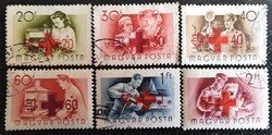 PS1549-54 / Magyarország 1957 Vöröskereszt IV. bélyegsor pecsételt