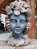 Ritka Barokk Női kő szobor Virágtartó kerti kaspó szőlő mintás Fagyálló Műkő nehéz tömör