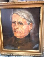 Balázs József idős hölgy Portré régi olajfestmény olaj festmény kép 1949.