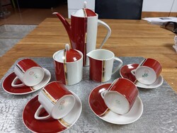 Art deco Hollóházi kávéskészlet 4 személyes