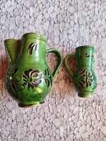 Zöld mázas kerámia kancsó pár