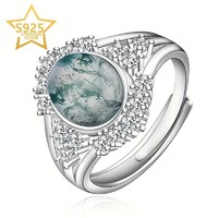 Moha Achát 925 Tiszta Ezüst Gyűrű Állítható Méret Ékszerdobozba Csomagolva Új! Mohaachát